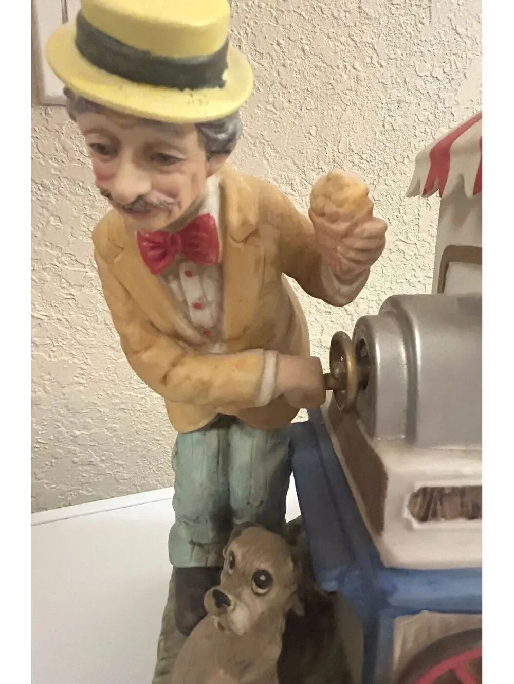 Vintage Peanut Vendor Figurine, Melody in Motion Musical Porcelain Non Working